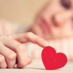 sad woman with heart